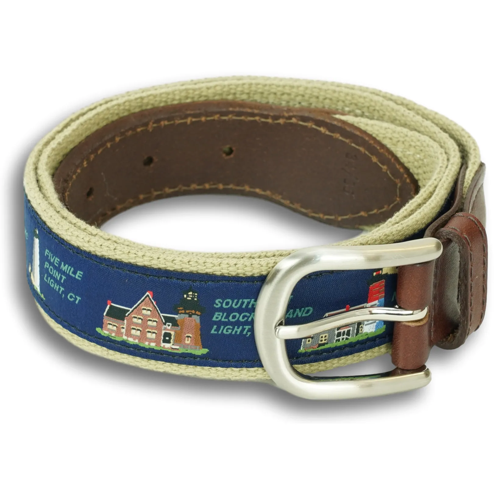 East Coast Light House Leather Tab Belt sold by The Andover Shop