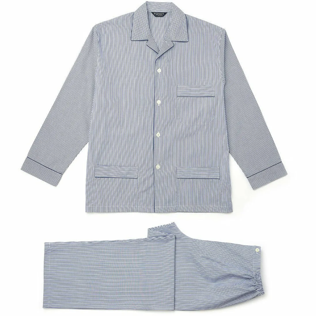 Blue and White Stripe Cotton European Pyjamas sold by The Andover Shop product image thumbnail 3
