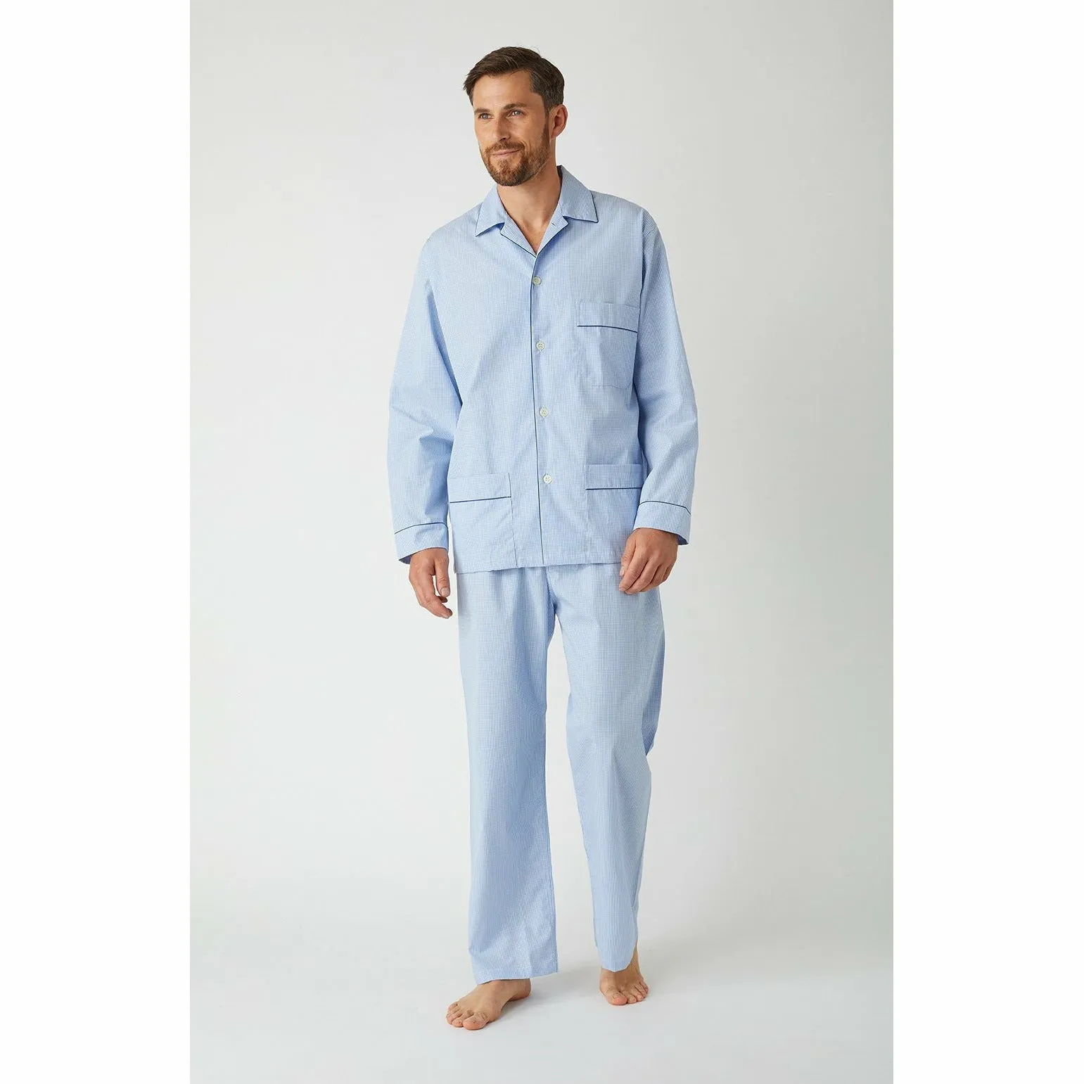Classic Sky Gingham Pyjamas sold by The Andover Shop