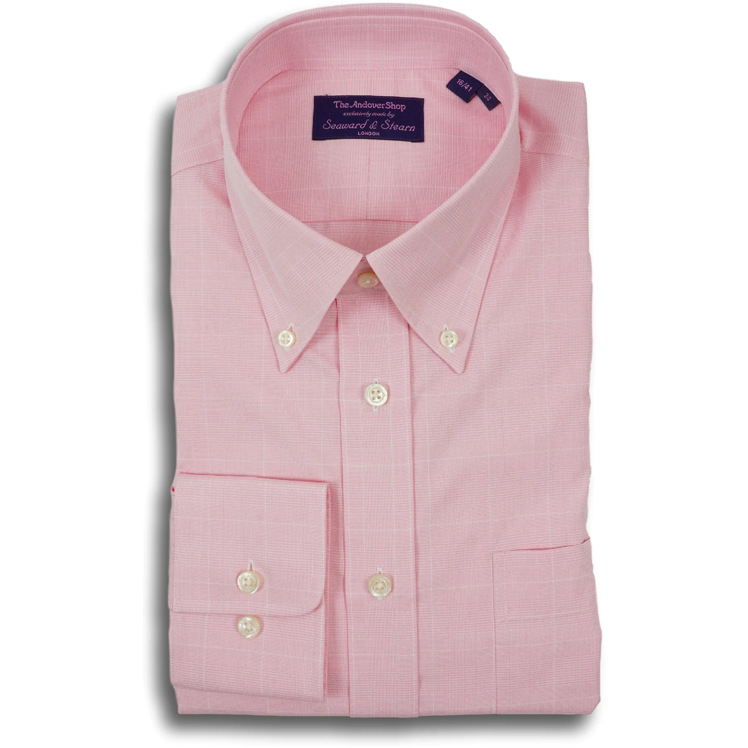 Pink Prince of Wales Button Down Dress Shirt sold by The Andover Shop