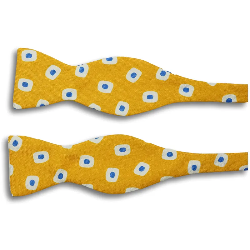 Gold Silk and Linen Abstract Butterfly Bow Tie sold by The Andover Shop