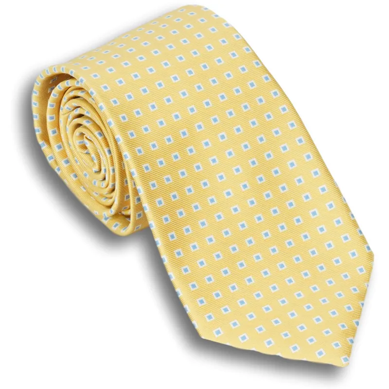 Yellow Silk Square Patterned Tie sold by The Andover Shop