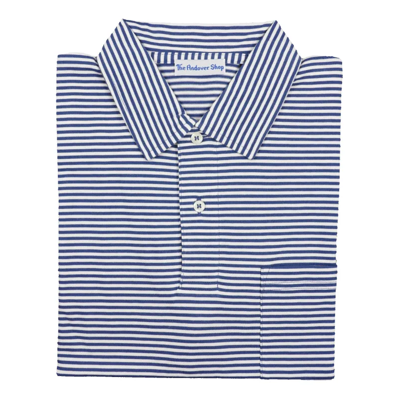 Striped Jersey Polo with Self Collar sold by The Andover Shop
