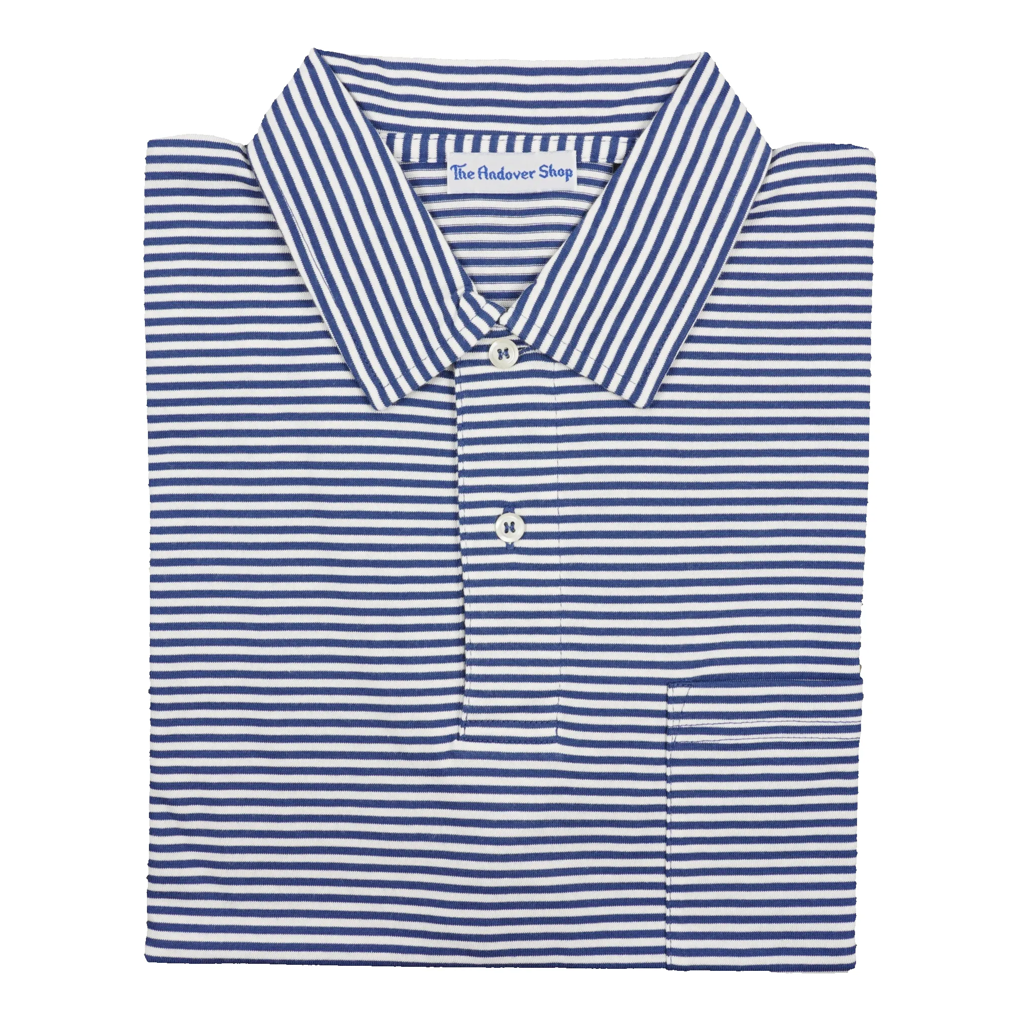 Striped Jersey Polo with Self Collar sold by The Andover Shop