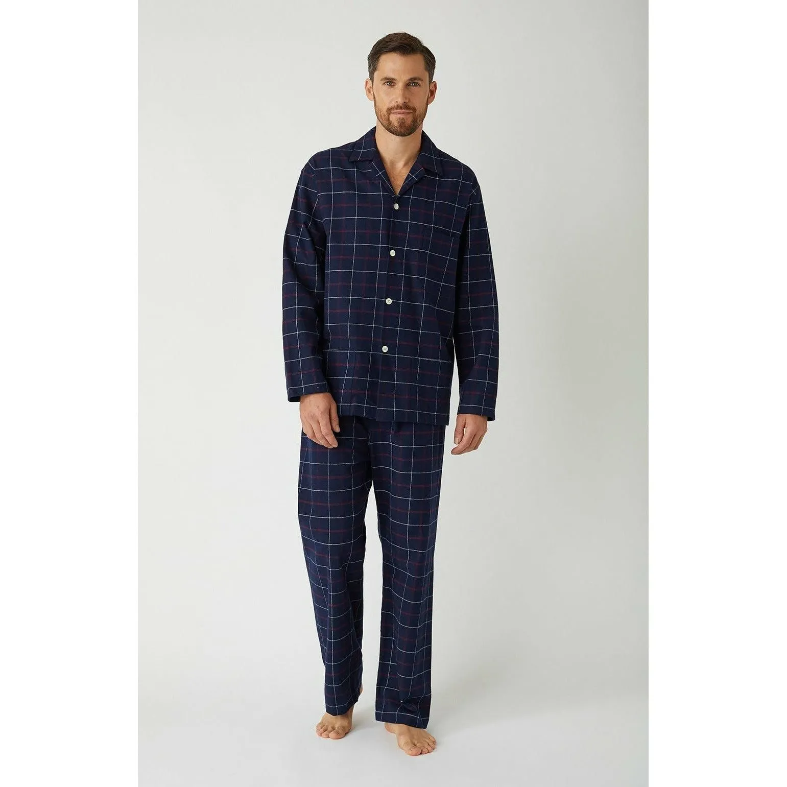 Men’s Brushed Cotton Flannel Pyjamas sold by The Andover Shop product image thumbnail 2