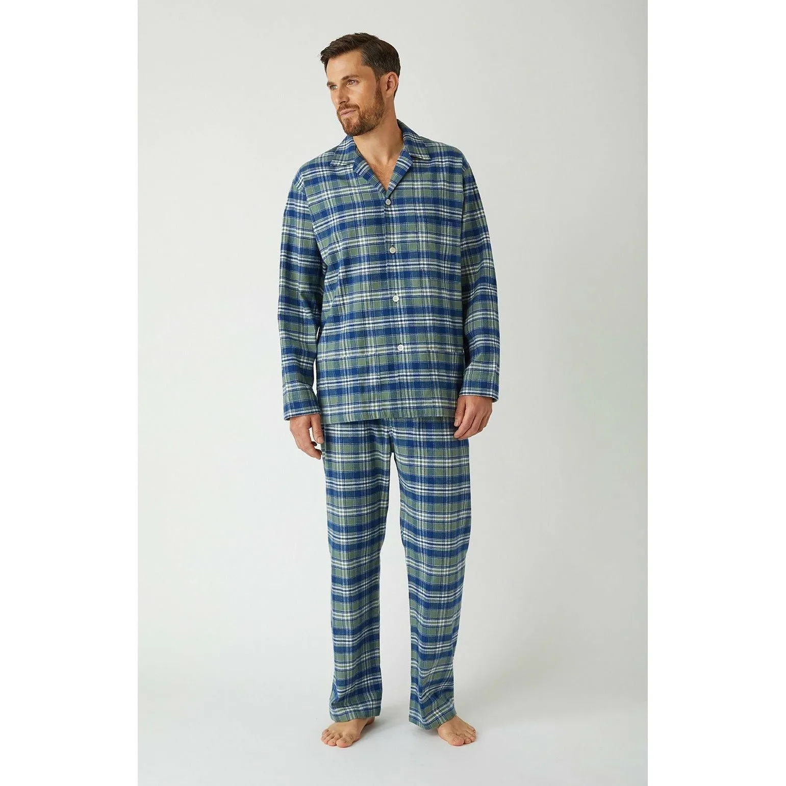 Men’s Brushed Cotton Flannel Pyjamas sold by The Andover Shop product image thumbnail 4