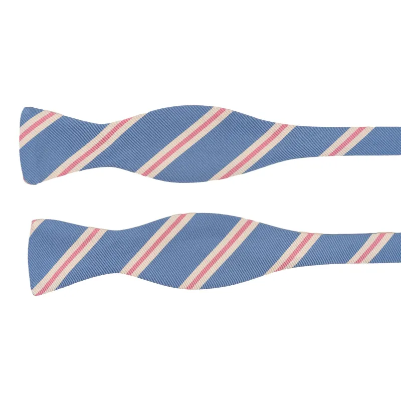 Light Blue, White, and Pink Repp Stripe Silk Bow Tie made by The Andover Shop