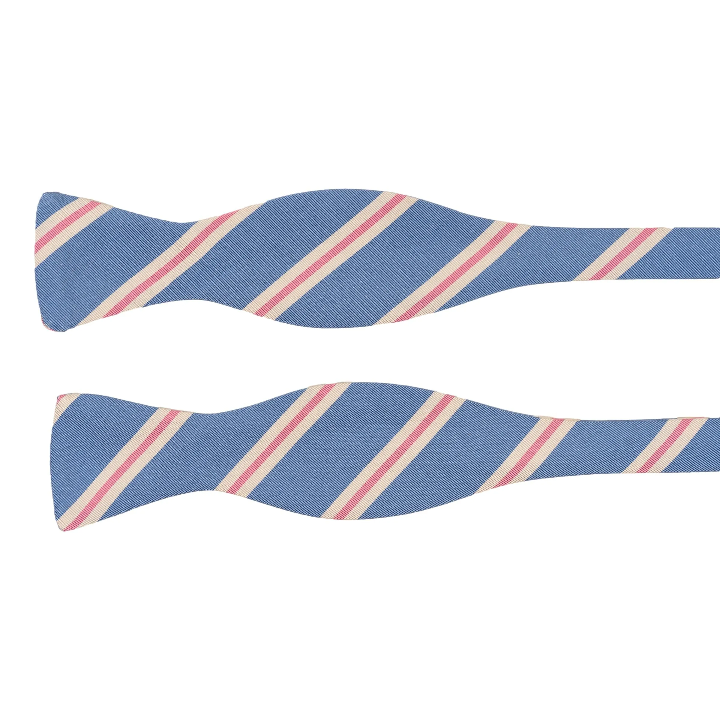 Light Blue, White, and Pink Repp Stripe Silk Bow Tie sold by The Andover Shop