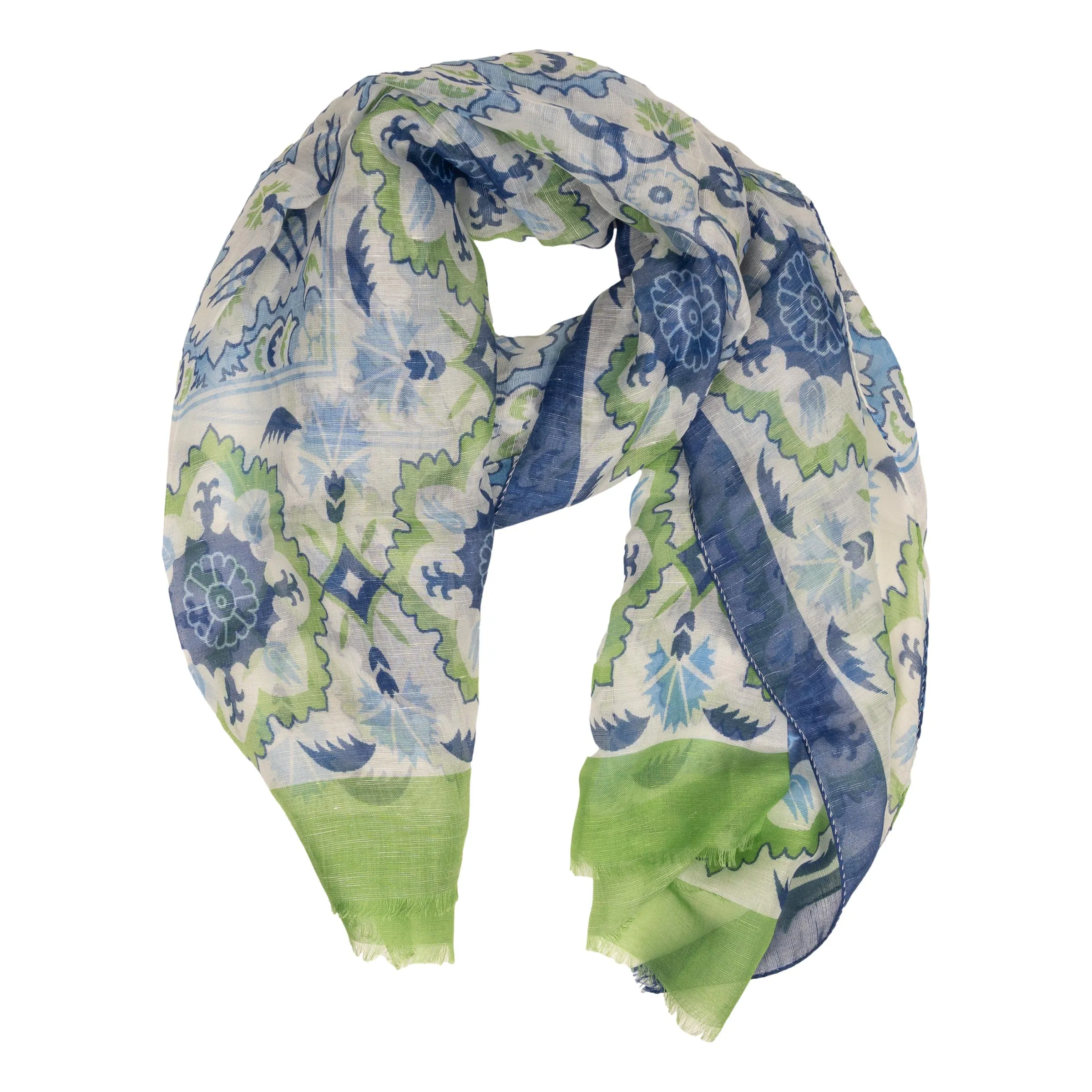 Florence Patterned Linen and Silk Blend Scarf sold by The Andover Shop