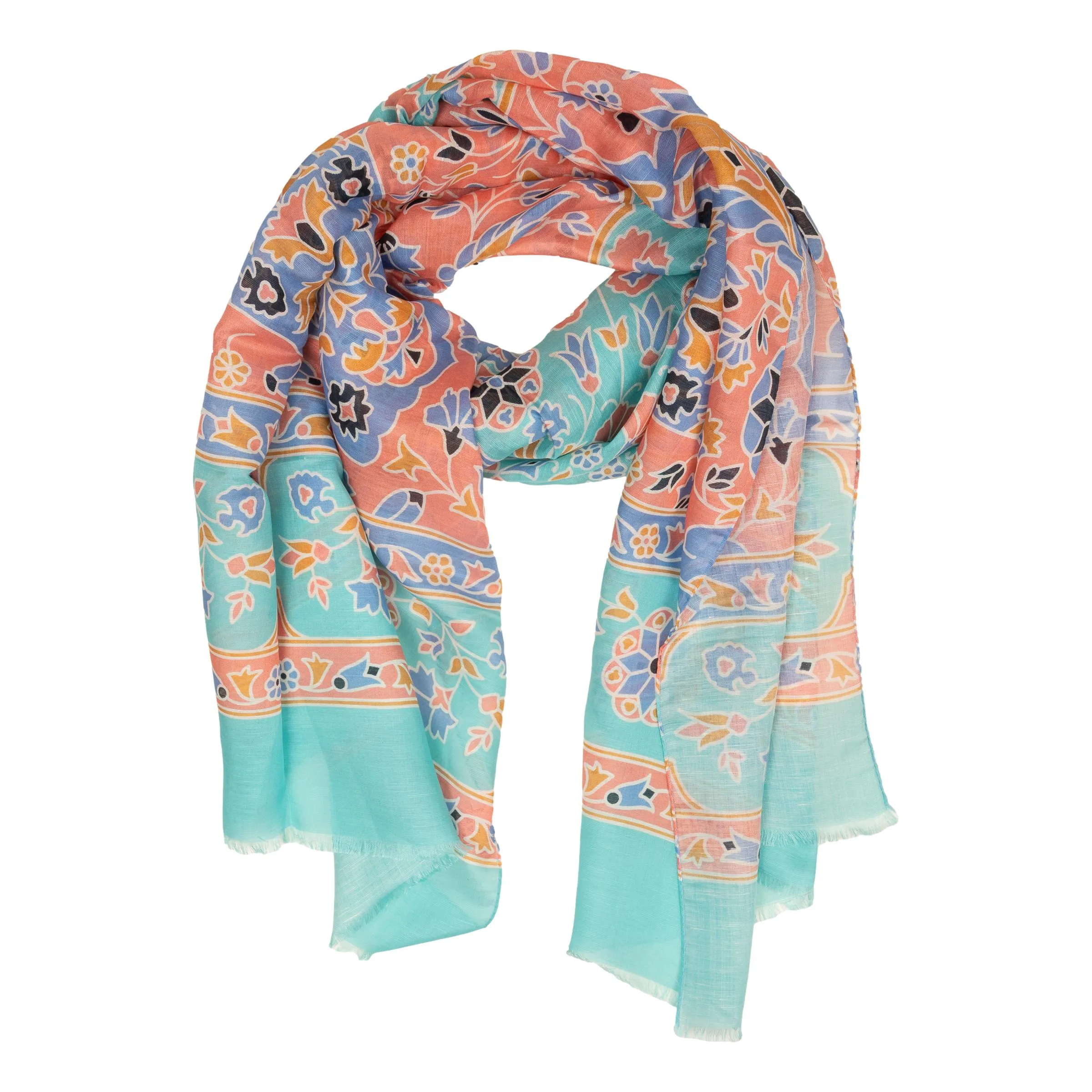 Abstract Floral Linen and Silk Blend Scarf sold by The Andover Shop