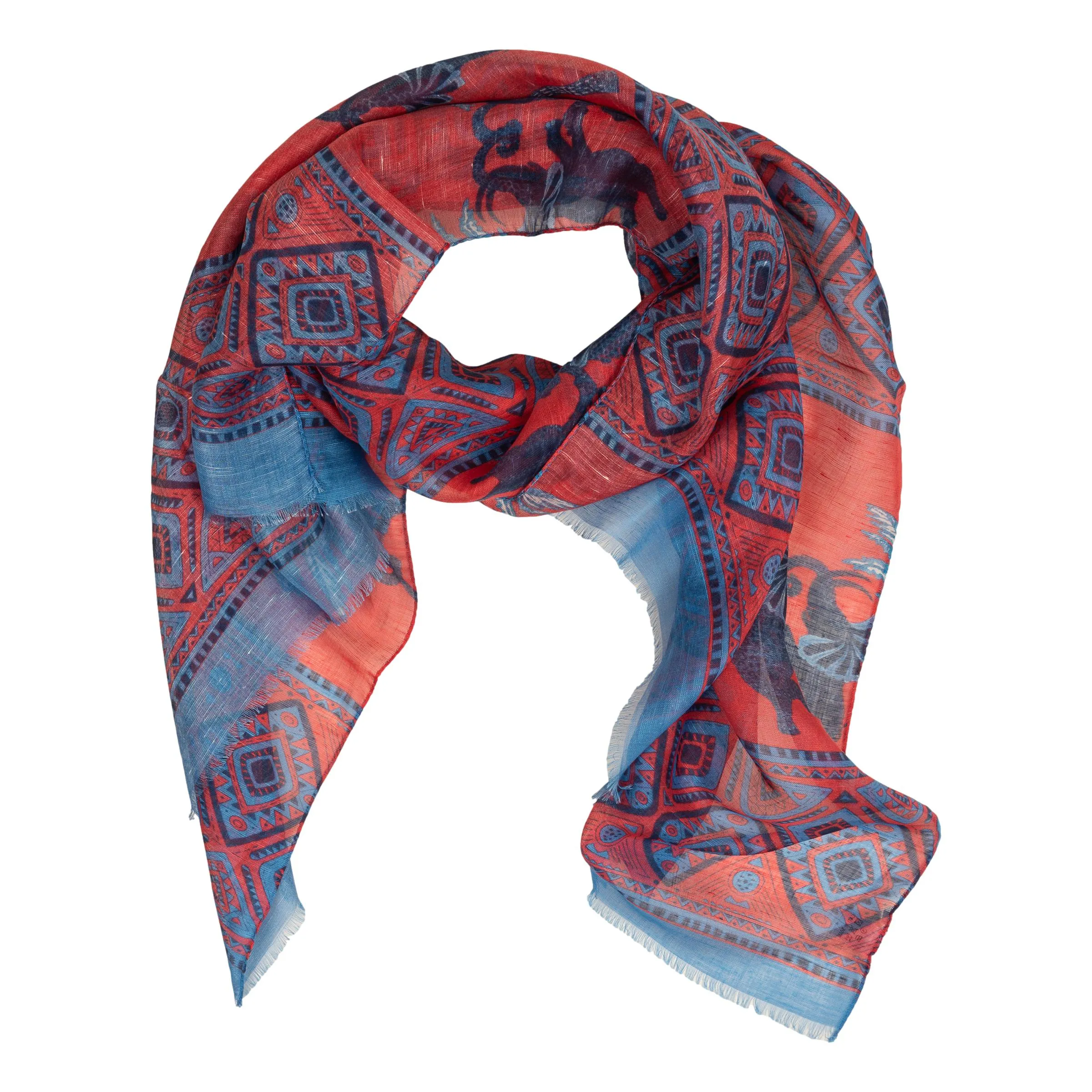 Dancing Elephants Linen and Silk Blend Scarf sold by The Andover Shop