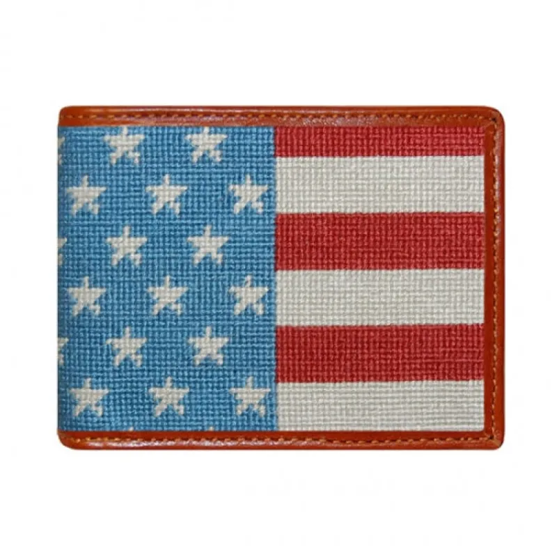 Stars and Stripes Needlepoint Card Wallet sold by The Andover Shop