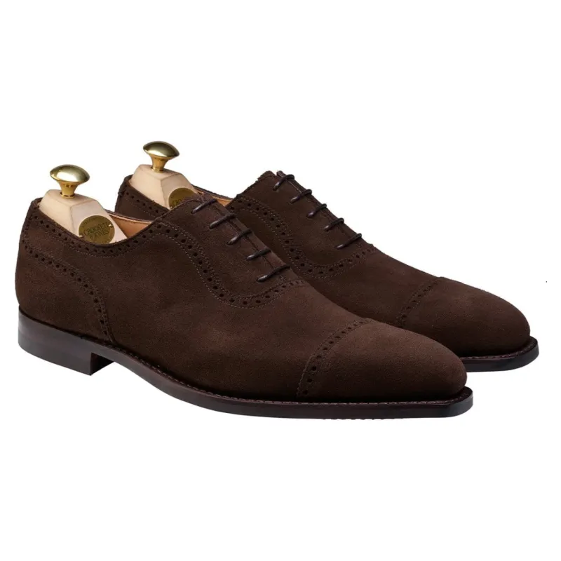 Crockett & Jones Westbourne Suede Medallion Cap Toe sold by The Andover Shop