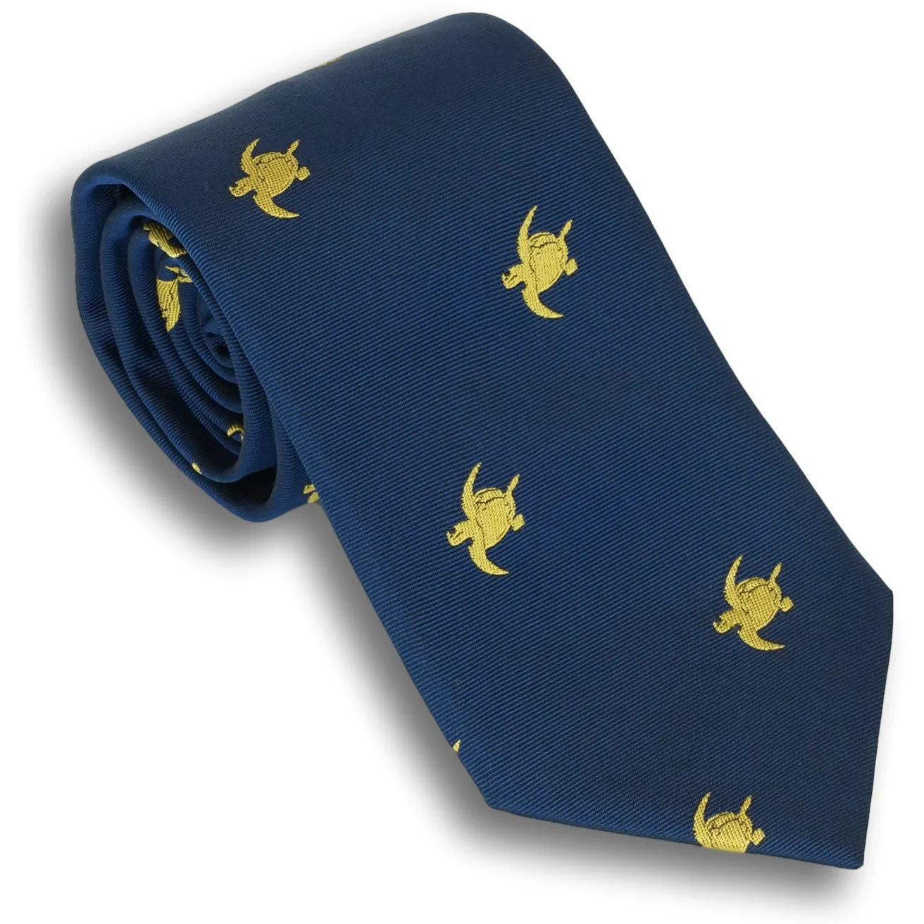 Navy Silk Tie with Gold Turtles sold by The Andover Shop