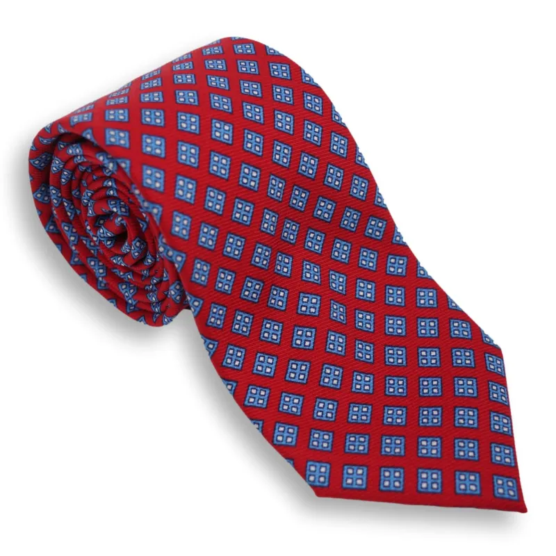 Light Blue Diamond with White Diamonds Motif Silk Tie sold by The Andover Shop