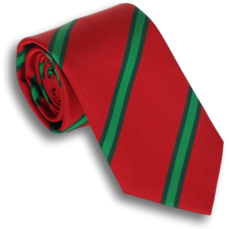 Red and Forest Green/Grass Green Stripe Tie sold by The Andover Shop