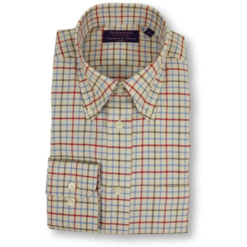 Red, Sky Blue, and Olive Tattersall Button Down Collar Sport Shirt sold by The Andover Shop