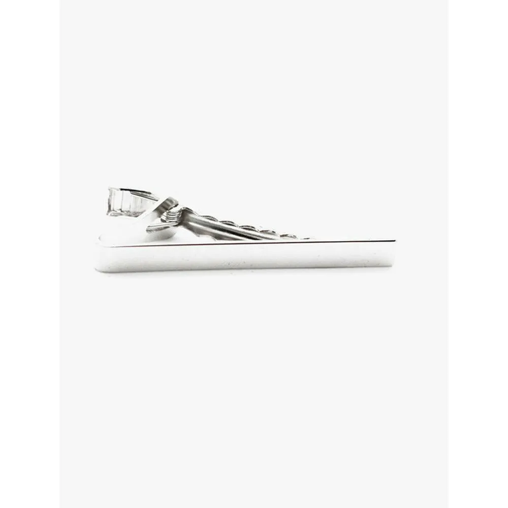 Plain Silver Rectangle Rhodium Plated Tie Bar sold by The Andover Shop