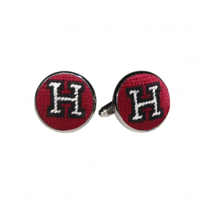 Harvard University Needlepoint Cufflinks sold by The Andover Shop