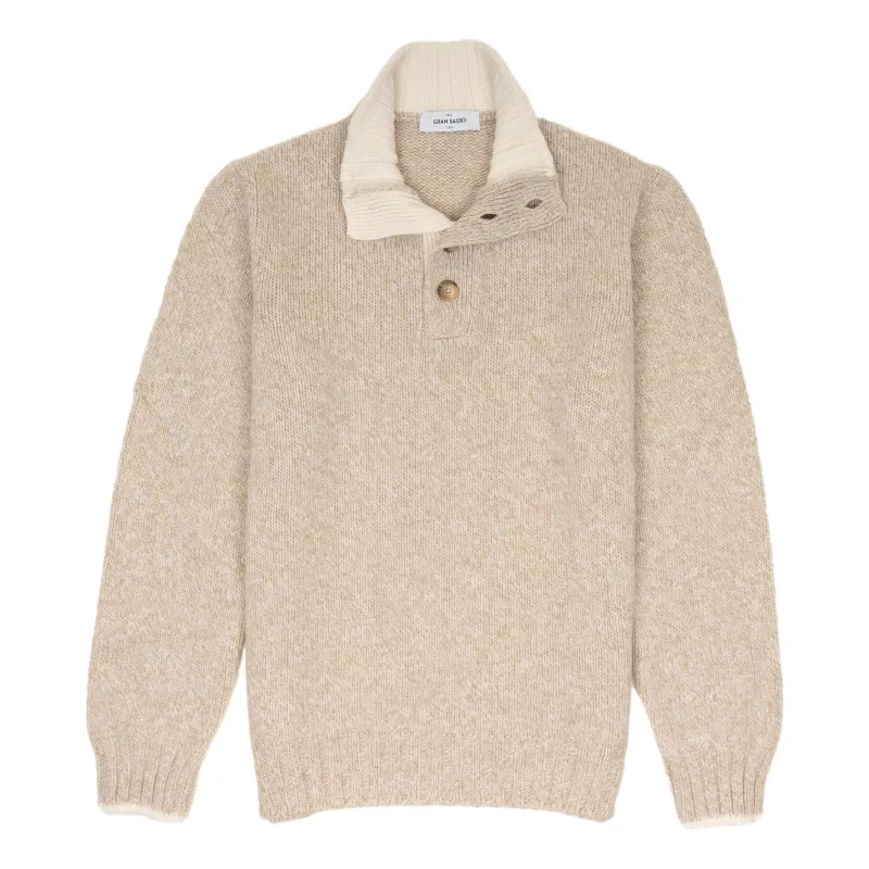 Button Mock Neck Geelong Wool Sweater sold by The Andover Shop