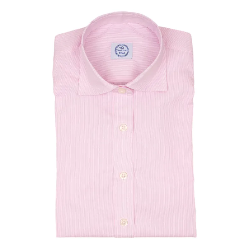 Women's Pink Fine Stripe Broadcloth Spread Collar Shirt sold by The Andover Shop