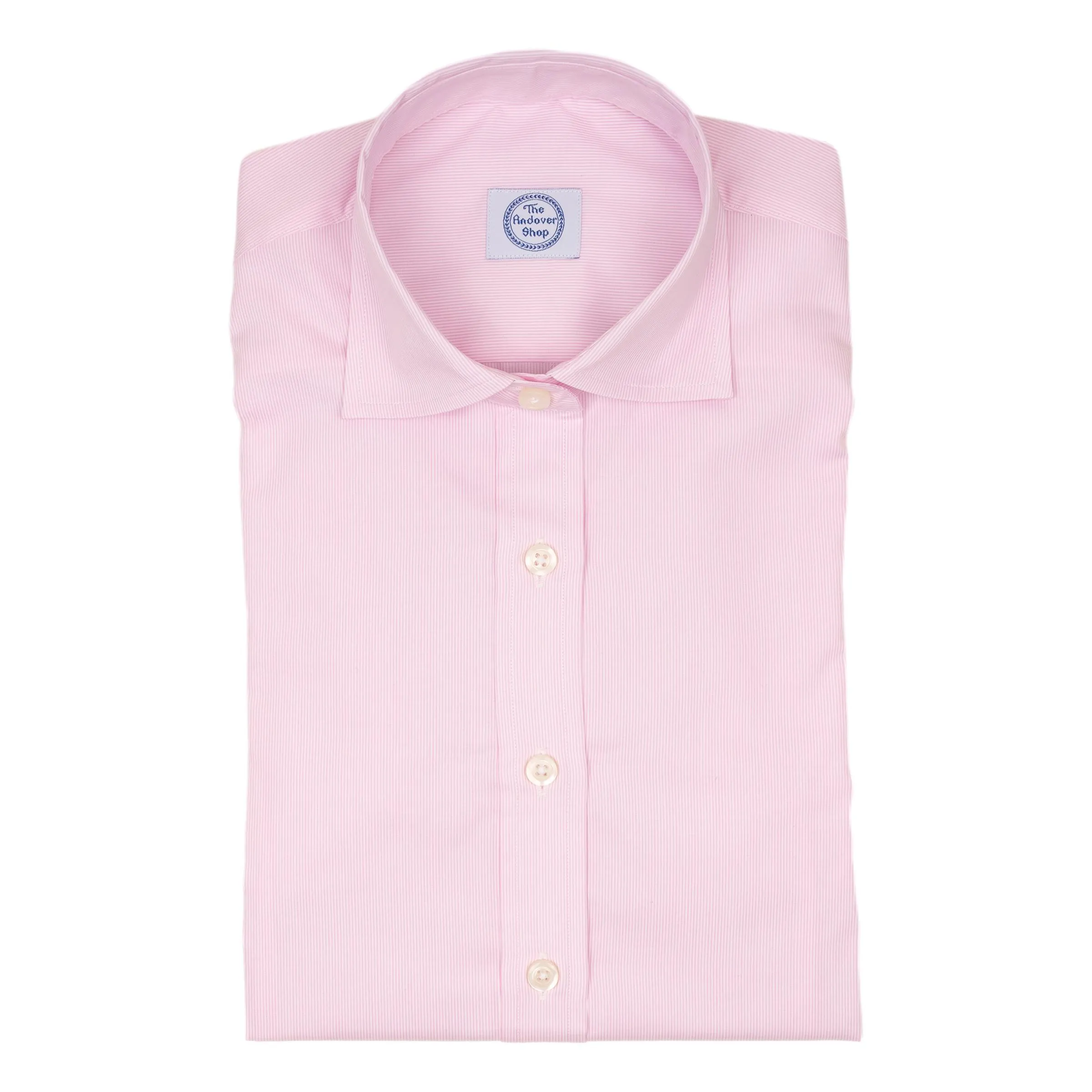 Women's Pink Fine Stripe Broadcloth Spread Collar Shirt sold by The Andover Shop