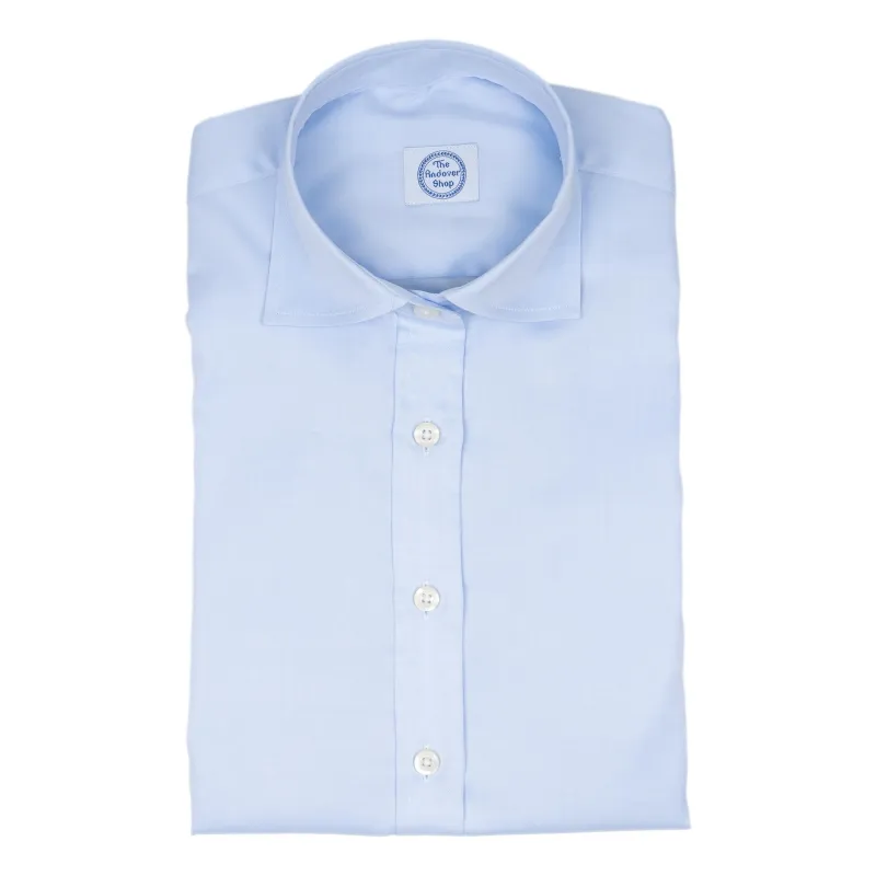 Women's Blue Broadcloth Spread Collar Shirt sold by The Andover Shop