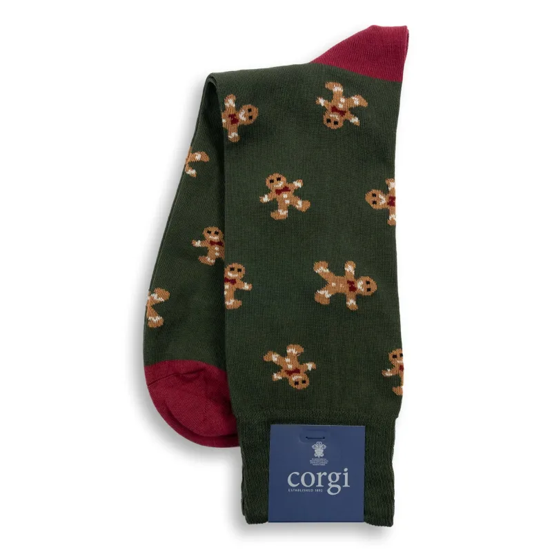 Gingerbread Man Cotton Midcalf Dress Sock sold by The Andover Shop