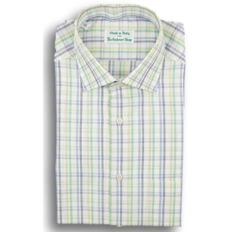 Blue, Green, and Grey Check Spread Collar Sport Shirt sold by The Andover Shop