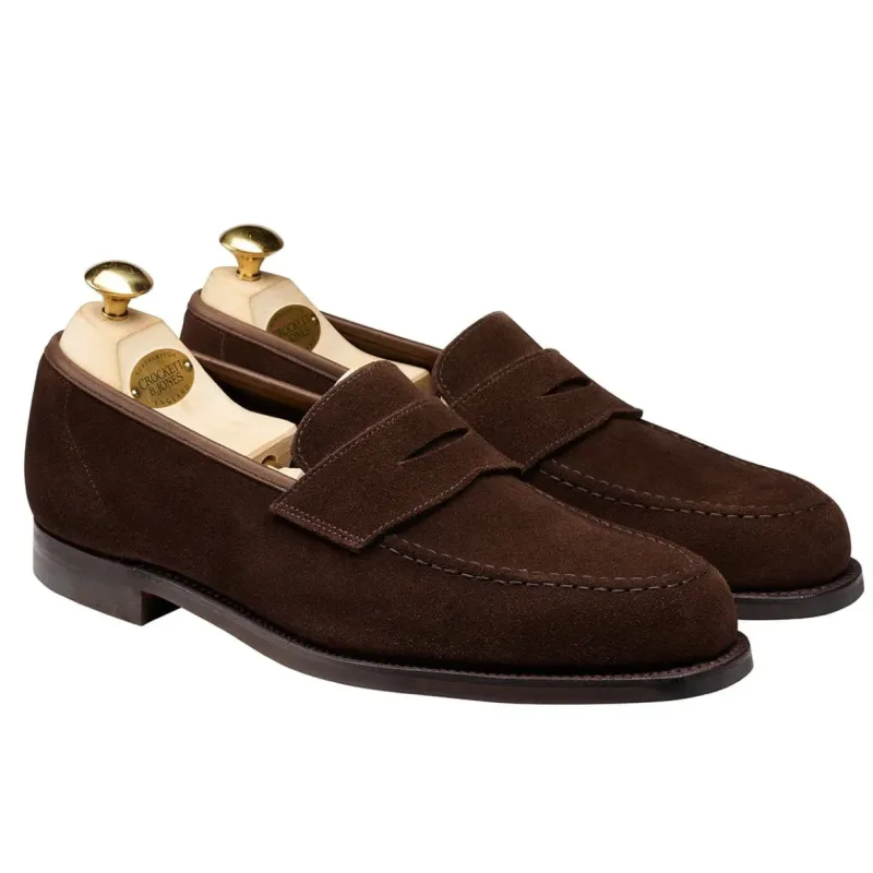 Crockett & Jones Harvard 2 Dark Brown Suede Loafer sold by The Andover Shop