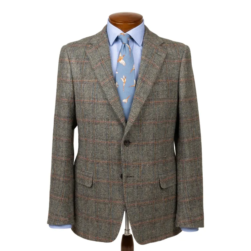 Sage Shetland Herringbone with Berry Windowpane Sport Coat sold by The Andover Shop