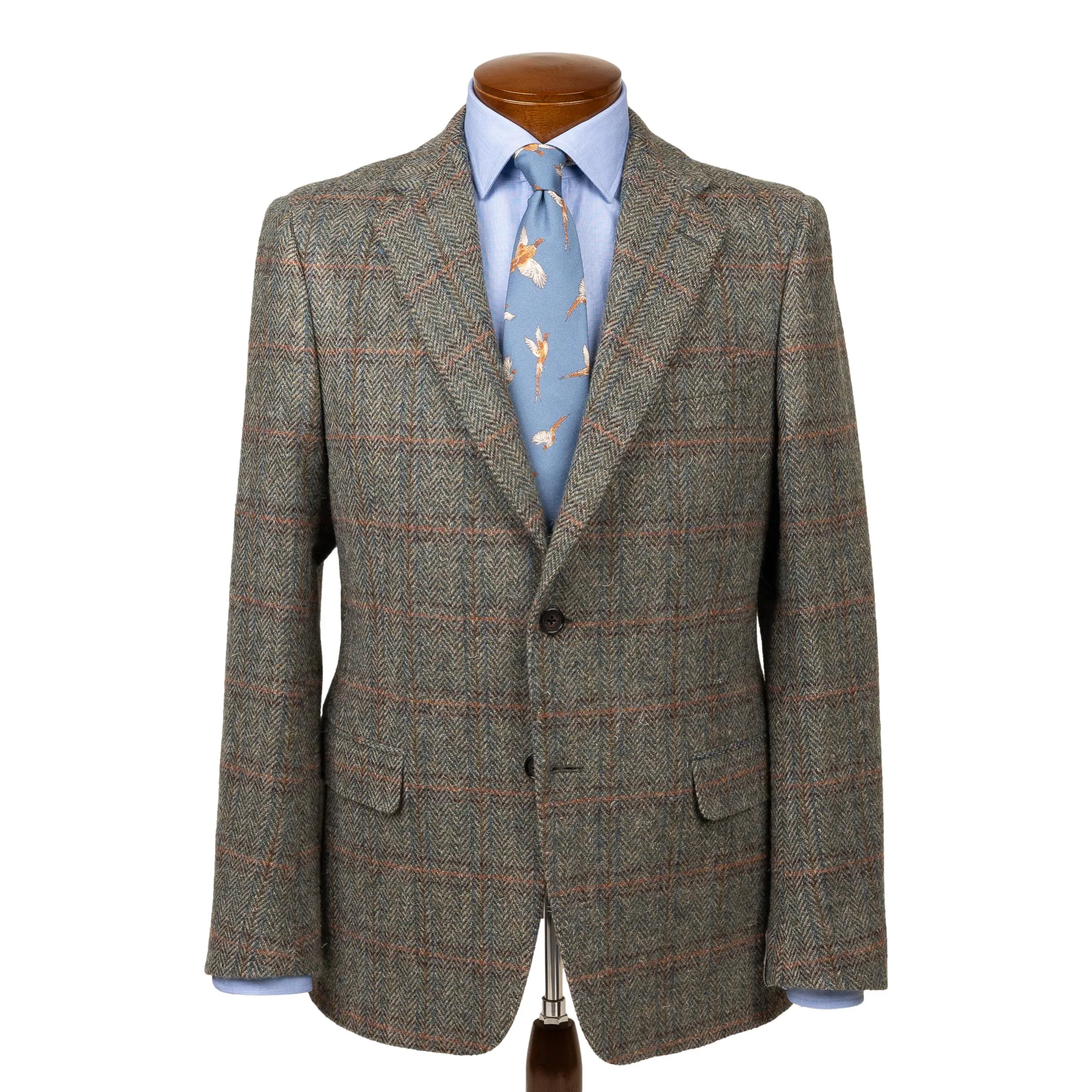Sage Shetland Herringbone with Berry Windowpane Sport Coat sold by The Andover Shop