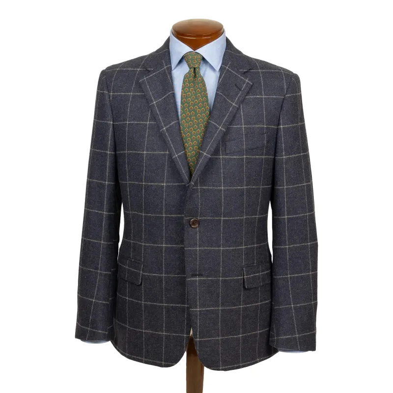 Navy with Chalk Windowpane Wool Sport Coat sold by The Andover Shop