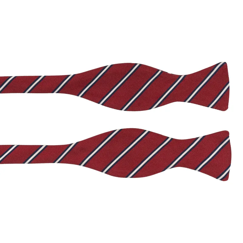 Red with Navy and White Small Repp Stripe Bow Tie sold by The Andover Shop