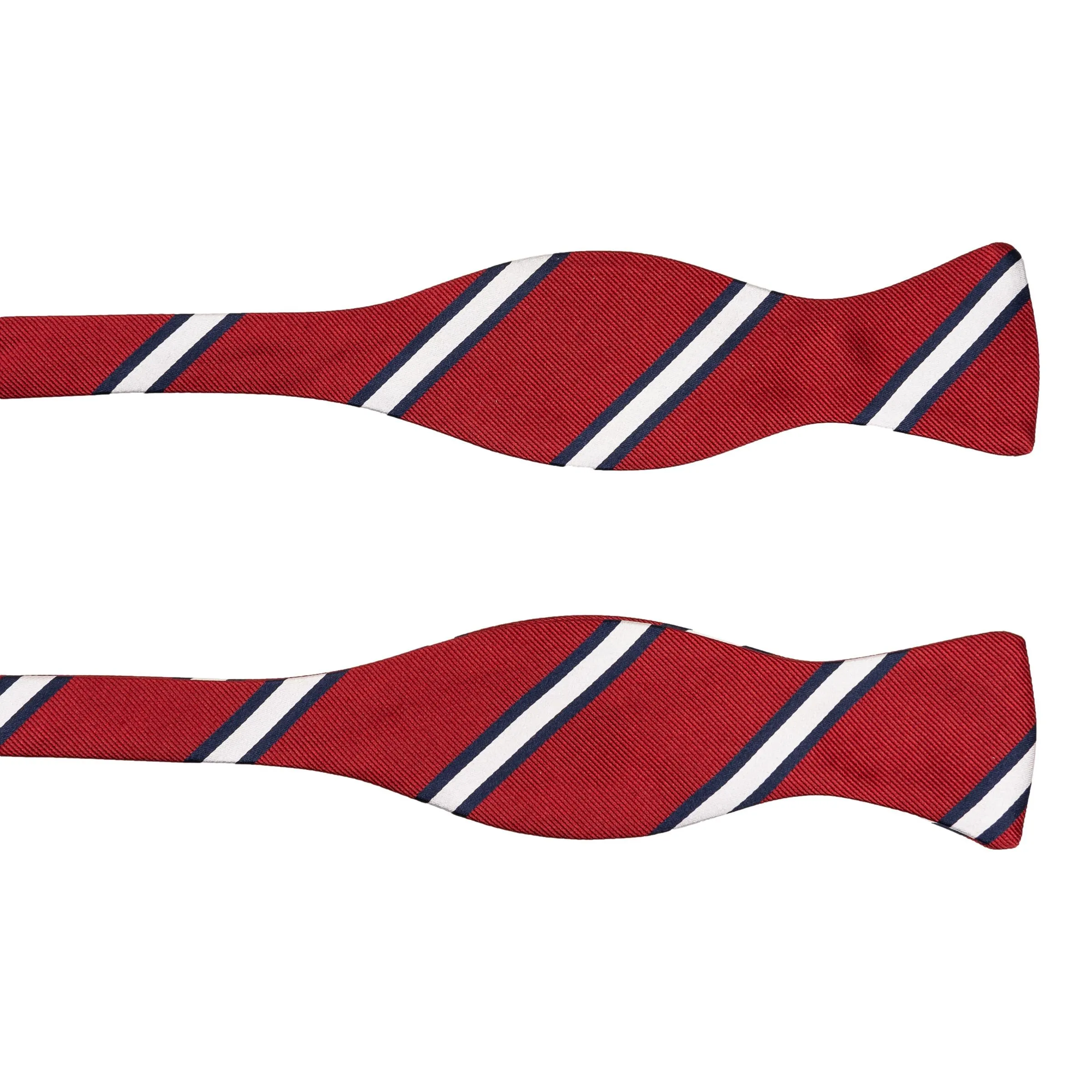 Red with White and Navy Repp Stripe Bow Tie sold by The Andover Shop