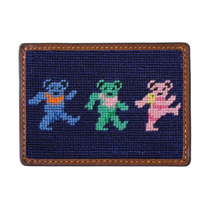 Dancing Bears Needlepoint Card Wallet sold by The Andover Shop
