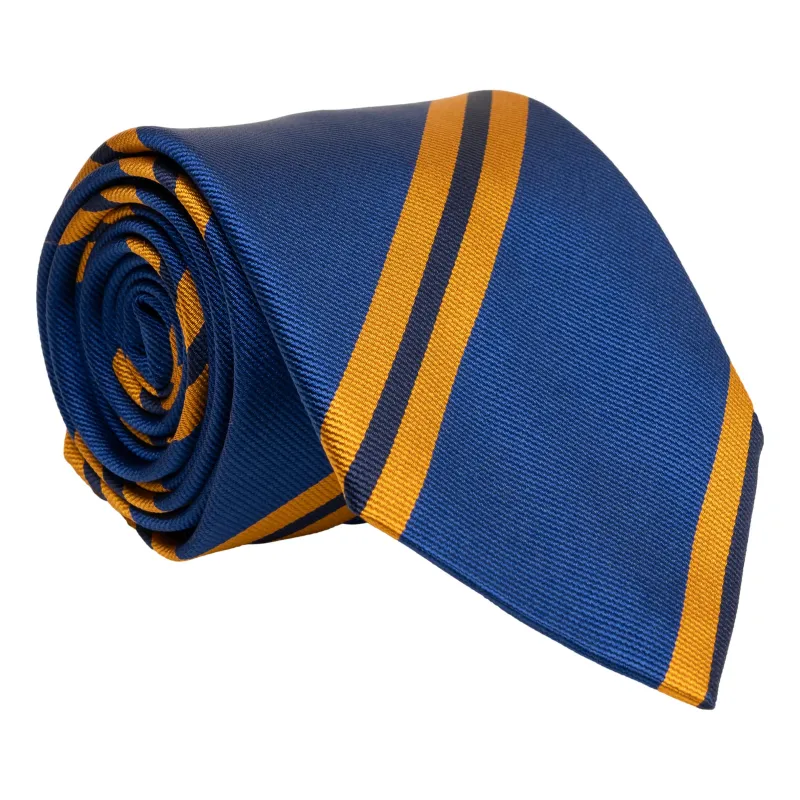 Royal with Navy and Gold Repp Stripe Silk Tie sold by The Andover Shop