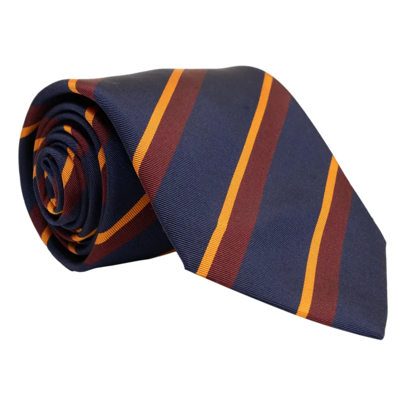 Navy with Orange and Maroon Repp Stripe Silk Tie sold by The Andover Shop