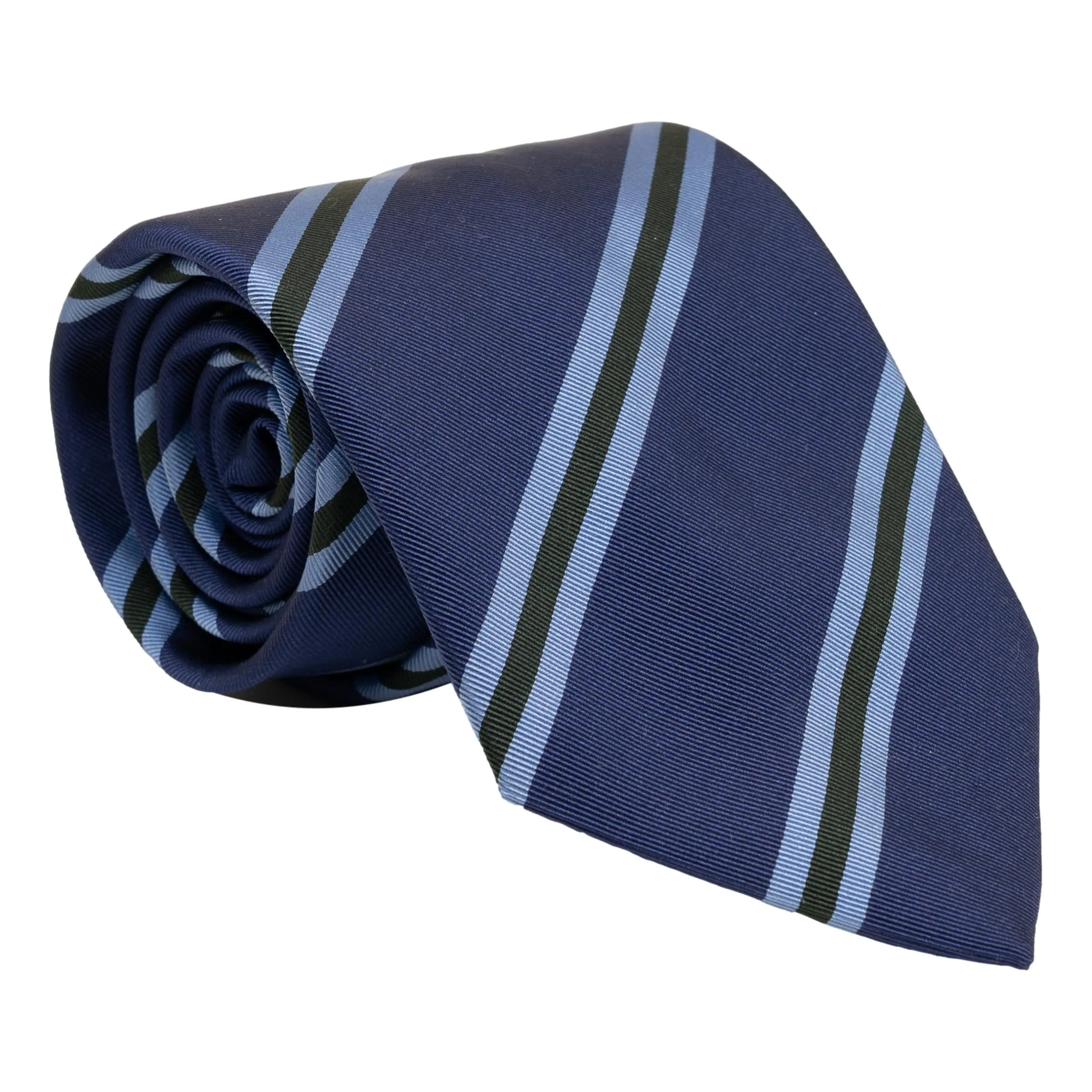 Forrest Green and Light Blue Repp Stripe Silk Tie sold by The Andover Shop