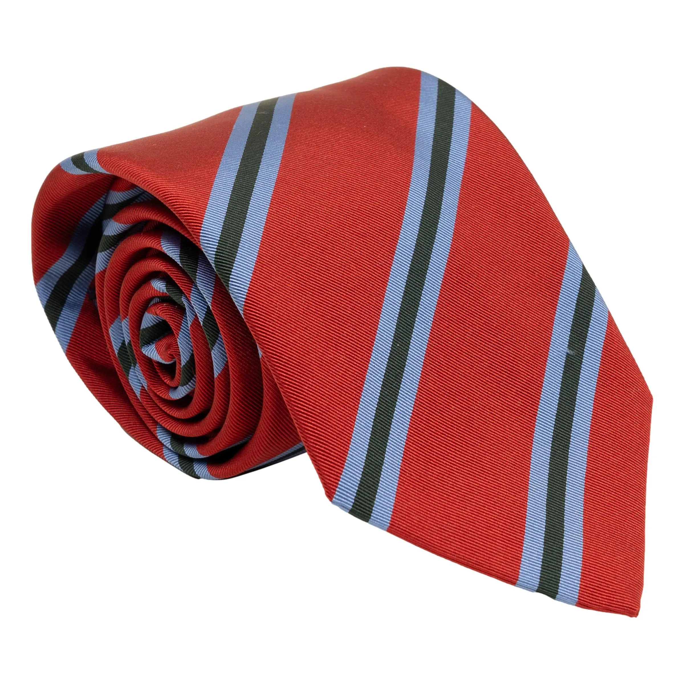 Forrest Green and Light Blue Repp Stripe Silk Tie sold by The Andover Shop product image thumbnail 2