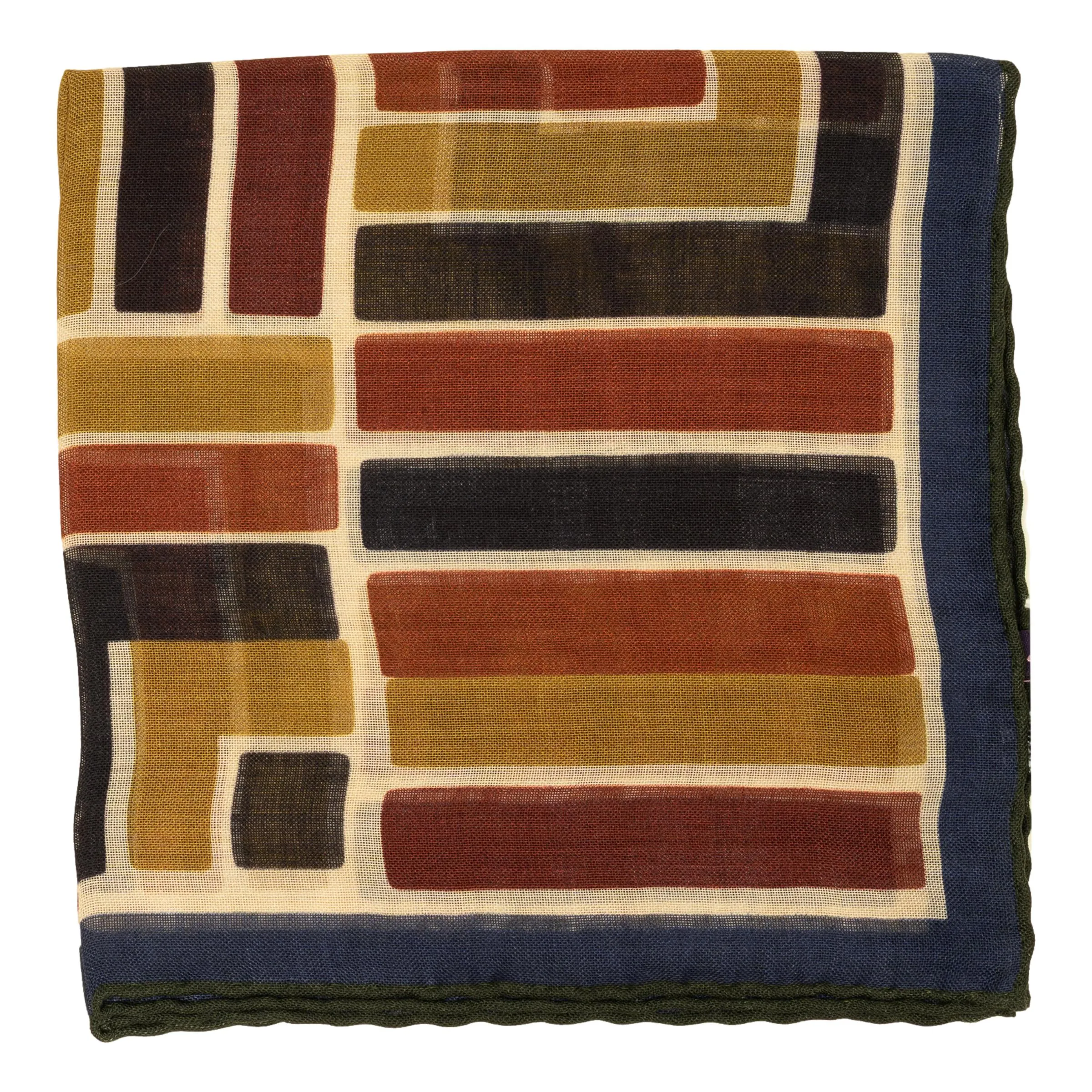 Multicolor Bar Wool and Silk Pocket Square sold by The Andover Shop