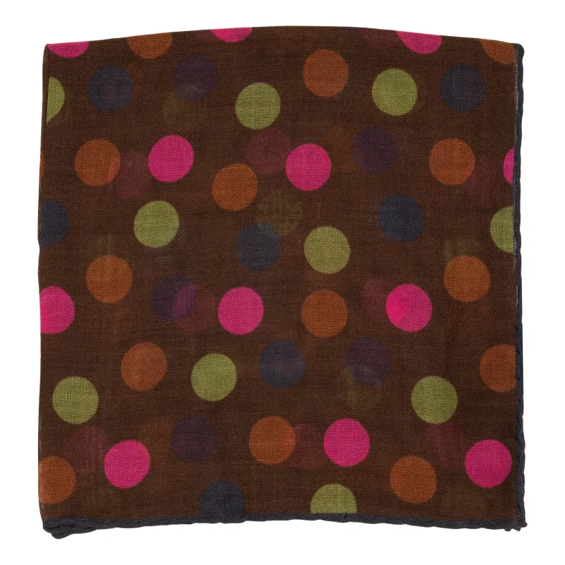 Multicolor Polka Dot Wool and Silk Pocket Square sold by The Andover Shop
