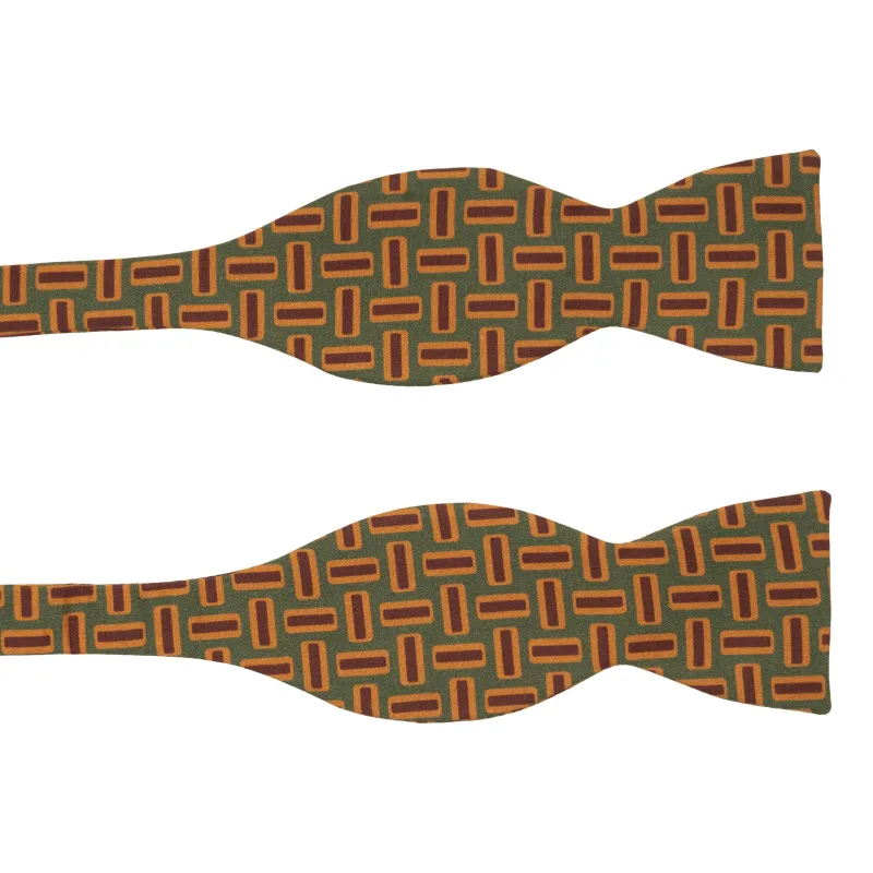 Hatch Bar Pattern Silk Bow Tie sold by The Andover Shop