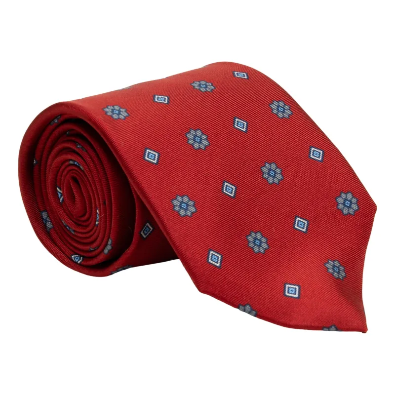 Diamond and Flower Pattern Silk Print Tie sold by The Andover Shop