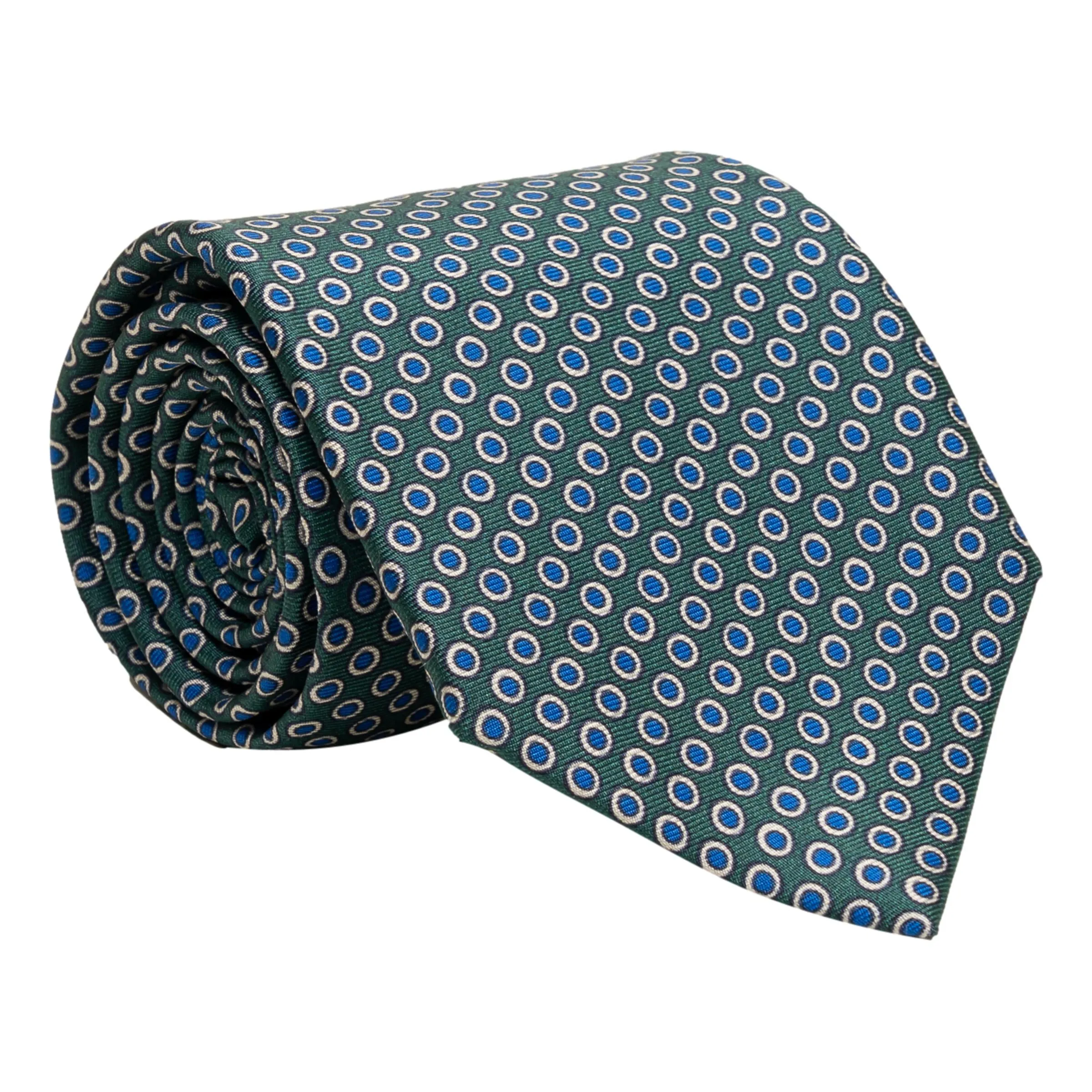 White and Blue Dot Silk Print Tie sold by The Andover Shop