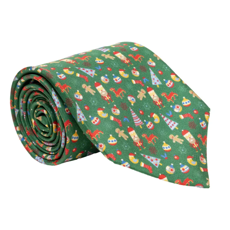 Christmas Ornaments Silk Print Tie sold by The Andover Shop