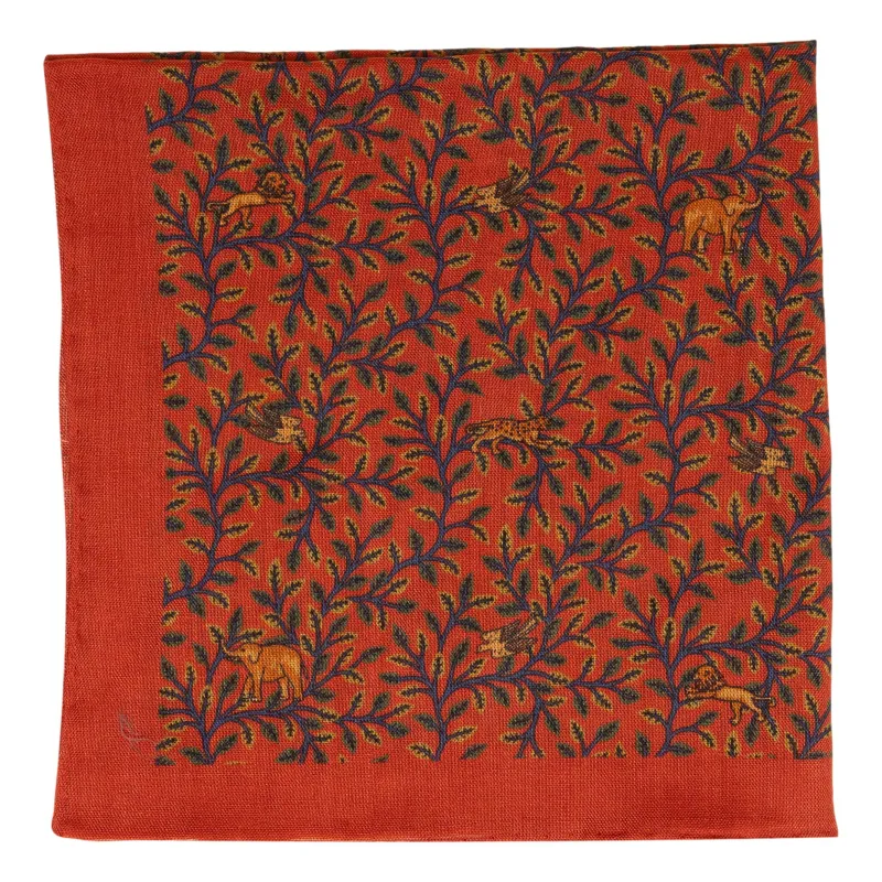 Cheetah and Rhino Wool and Silk Pocket Square sold by The Andover Shop