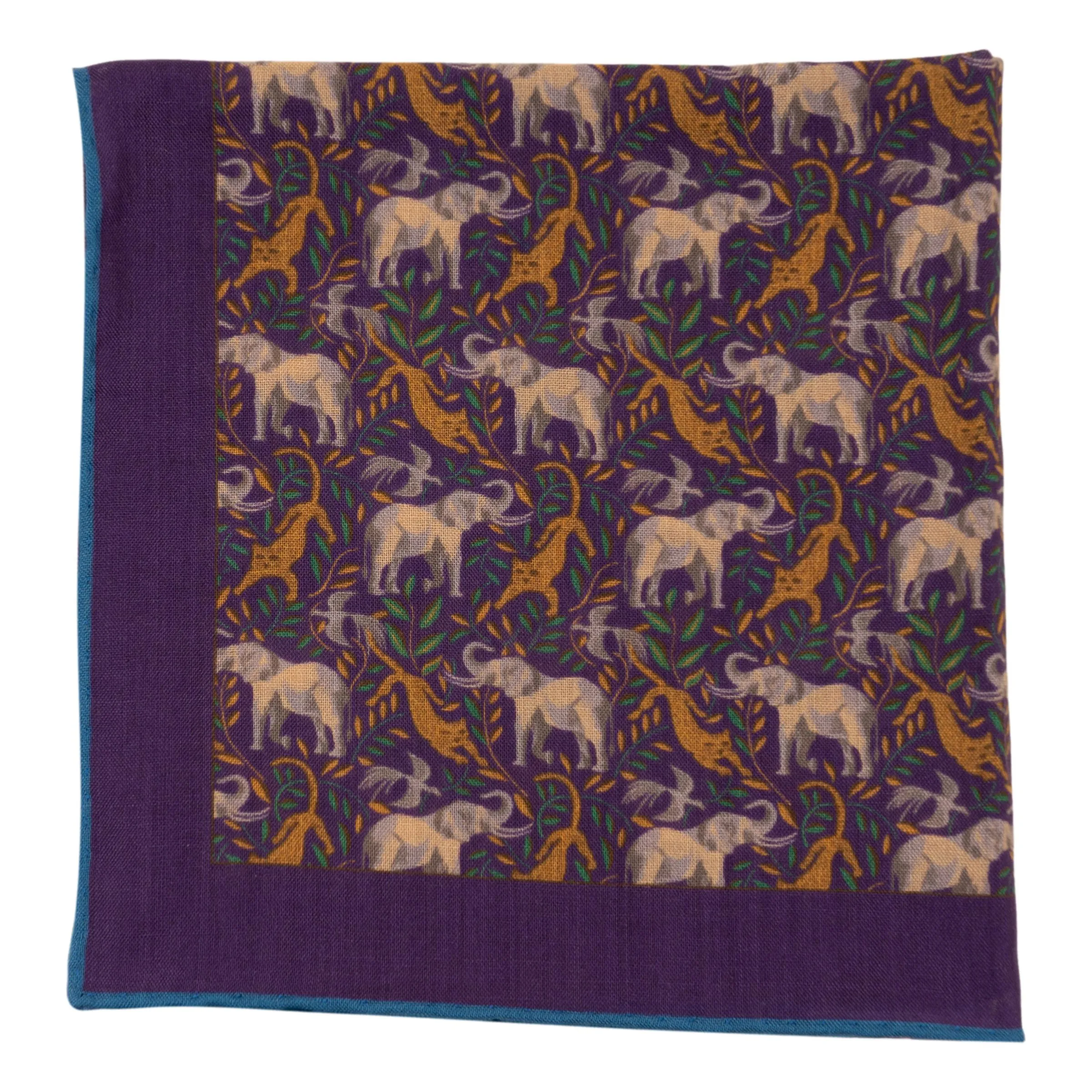 Leopard and Elephant Wool and Silk Pocket Square sold by The Andover Shop product image thumbnail 2