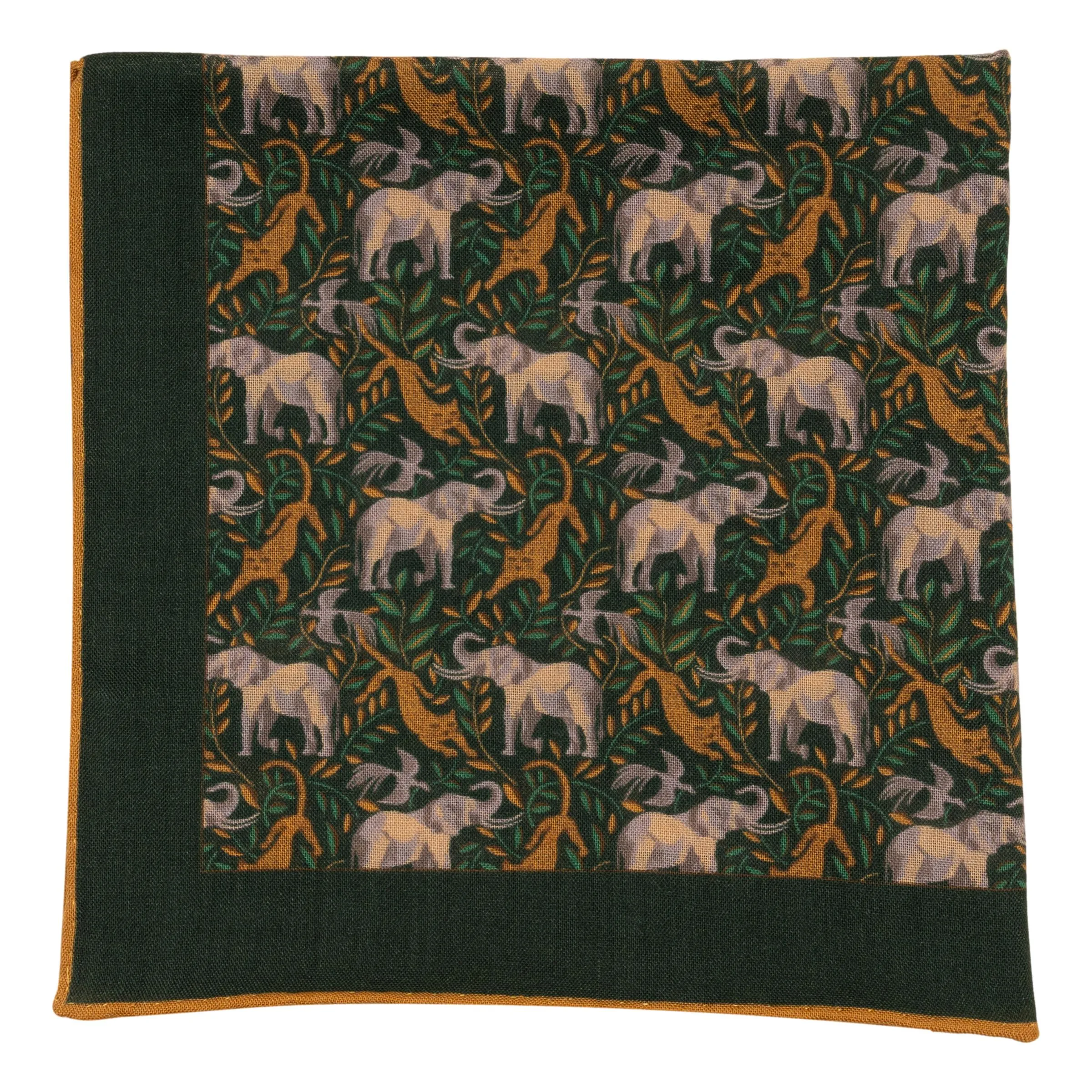 Leopard and Elephant Wool and Silk Pocket Square sold by The Andover Shop product image thumbnail 3