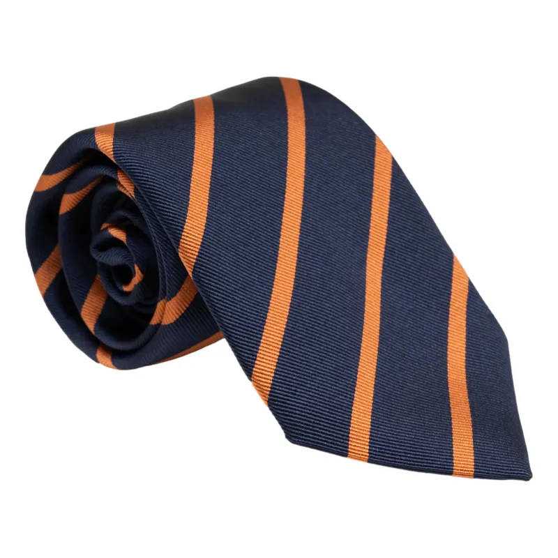 Classic Navy Repp Stripe Silk Tie sold by The Andover Shop